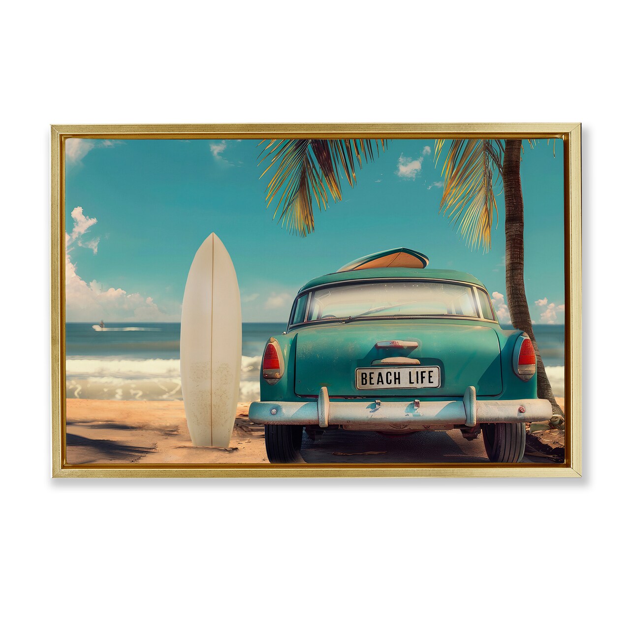 Stupell Industries Summer Beach Life License Plate Floating Frame By CAD Designs